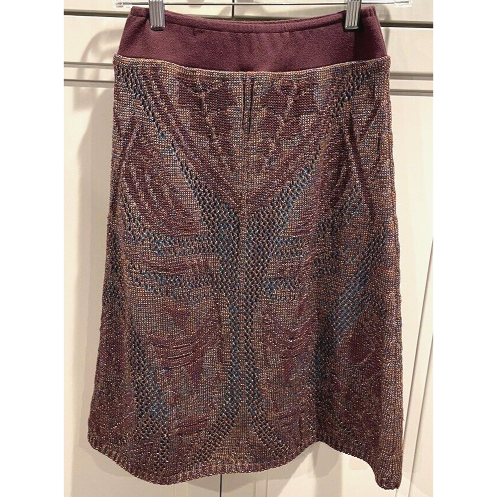 Anthropologie Cecilia Prado Lumi Metallic Knit Sweater Skirt Sz XSP boho whimsy